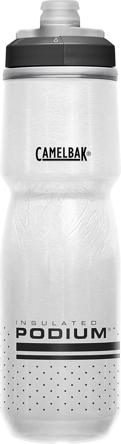 CamelBak Podium Chill Insulated Bike Water Bottle - Easy Squeeze Bottle - Fits Most Bike Cages - 24oz, White/Black