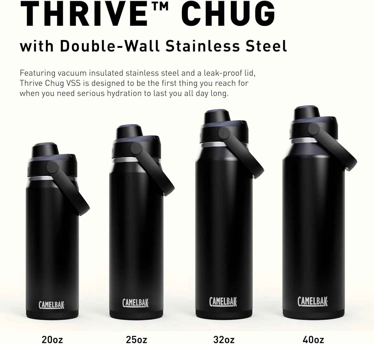 CamelBak Thrive Chug Water Bottle 32oz - Insulated Stainless Steel, Moss