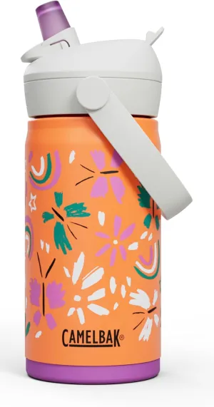 CamelBak Thrive Flip Straw Kids Bite Valve Insulated Stainless Steel Water Bottle Butterfly Rainbow, 12oz