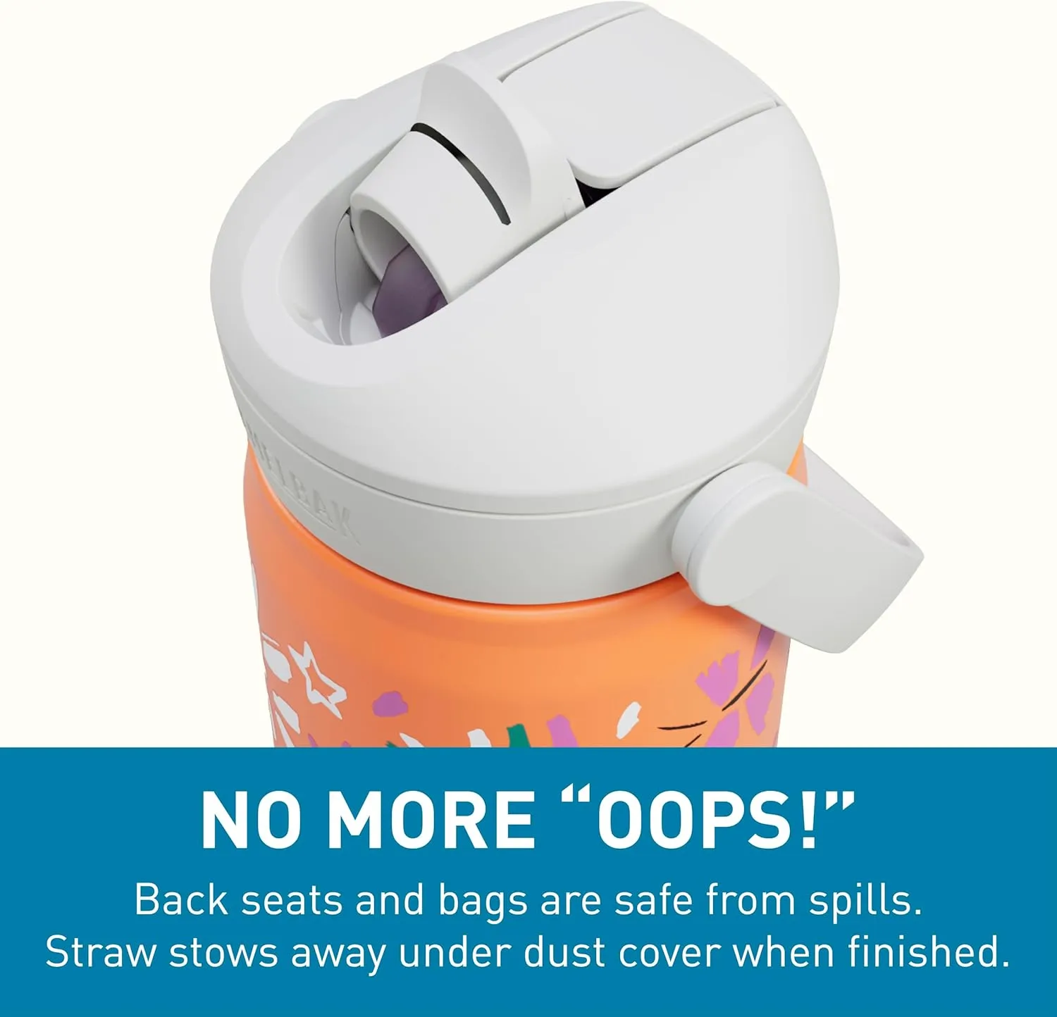 CamelBak Thrive Flip Straw Kids Bite Valve Insulated Stainless Steel Water Bottle Butterfly Rainbow, 12oz