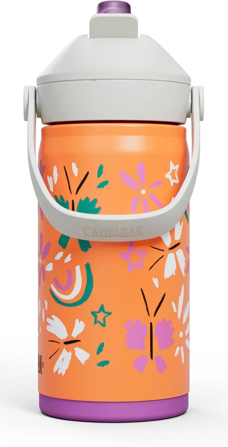 CamelBak Thrive Flip Straw Kids Bite Valve Insulated Stainless Steel Water Bottle Butterfly Rainbow, 12oz