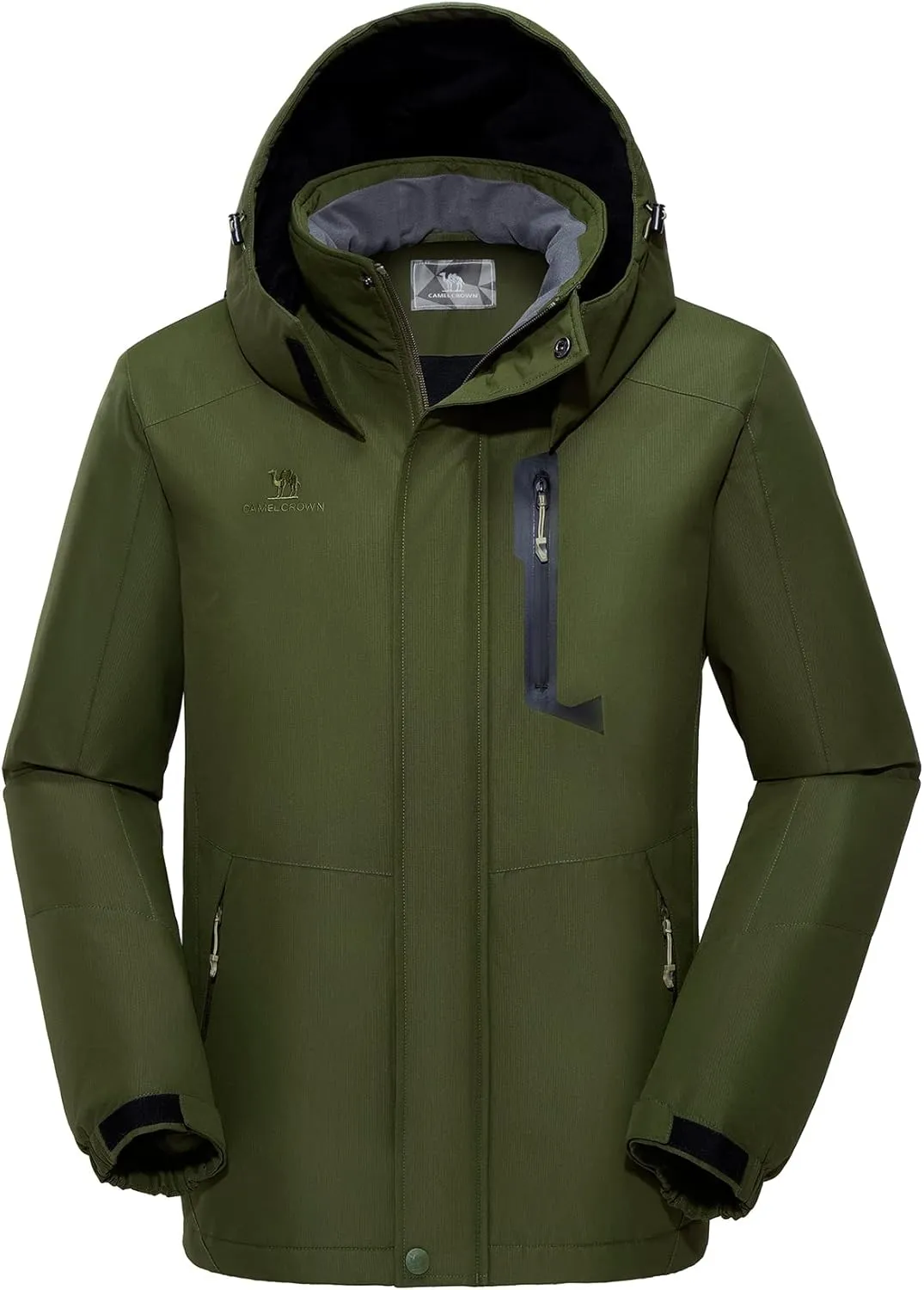 CAMELSPORTS Mens Winter Jacket Waterproof Warm Snow Ski Jackets Faux Fur Fleece Rain Coats with Removable Hood
