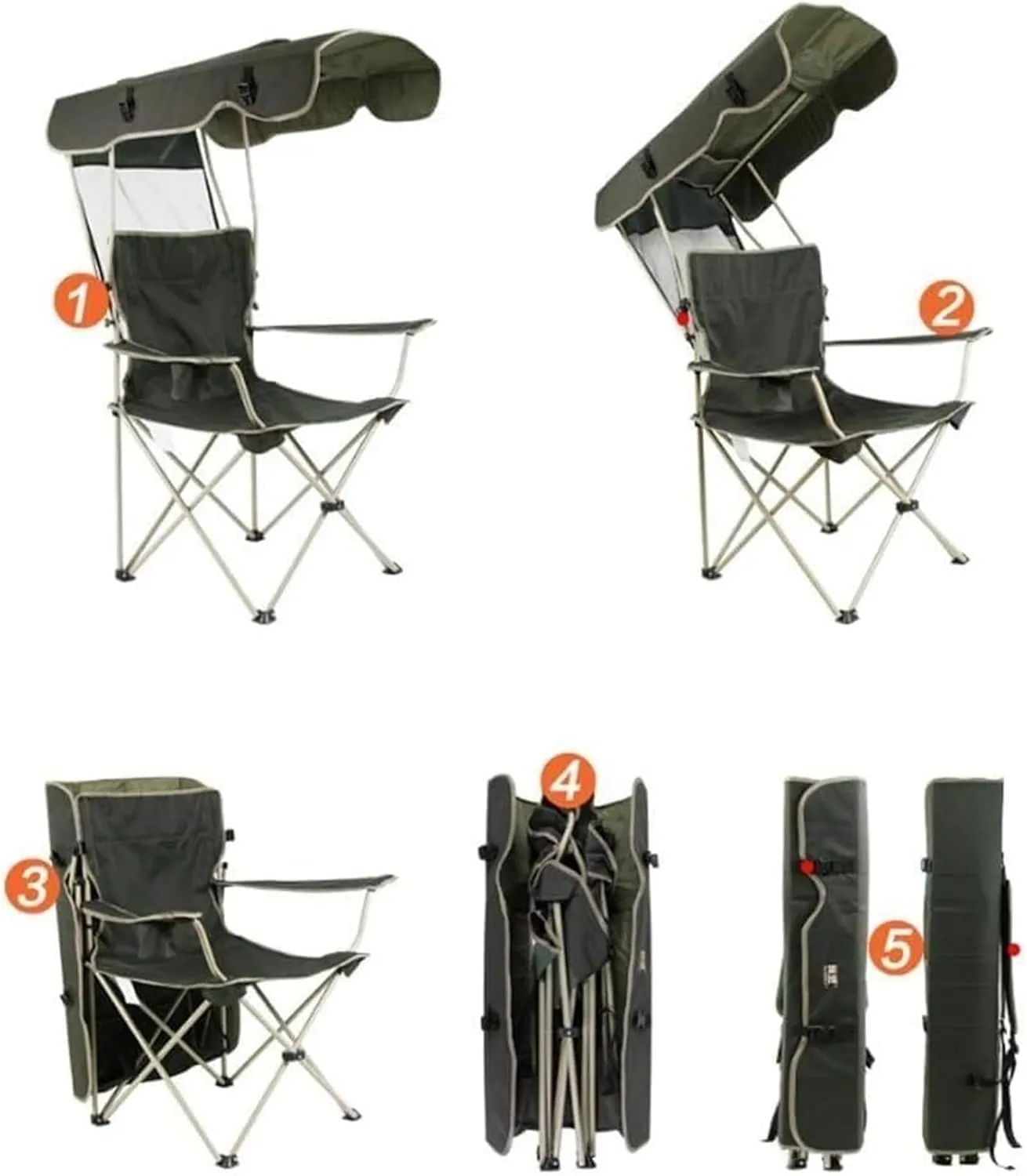 Camping Chair,Folding Camping Chair, Folding Rocking Chair with Awning Portable Zero Gravity Recliner for Lawn Camping Chair