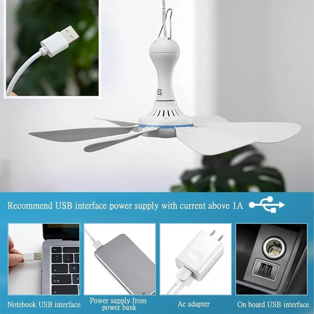 Camping Fan, Portable Mini Ceiling Fan, USB Tent Fan for Outdoor Camping 1.