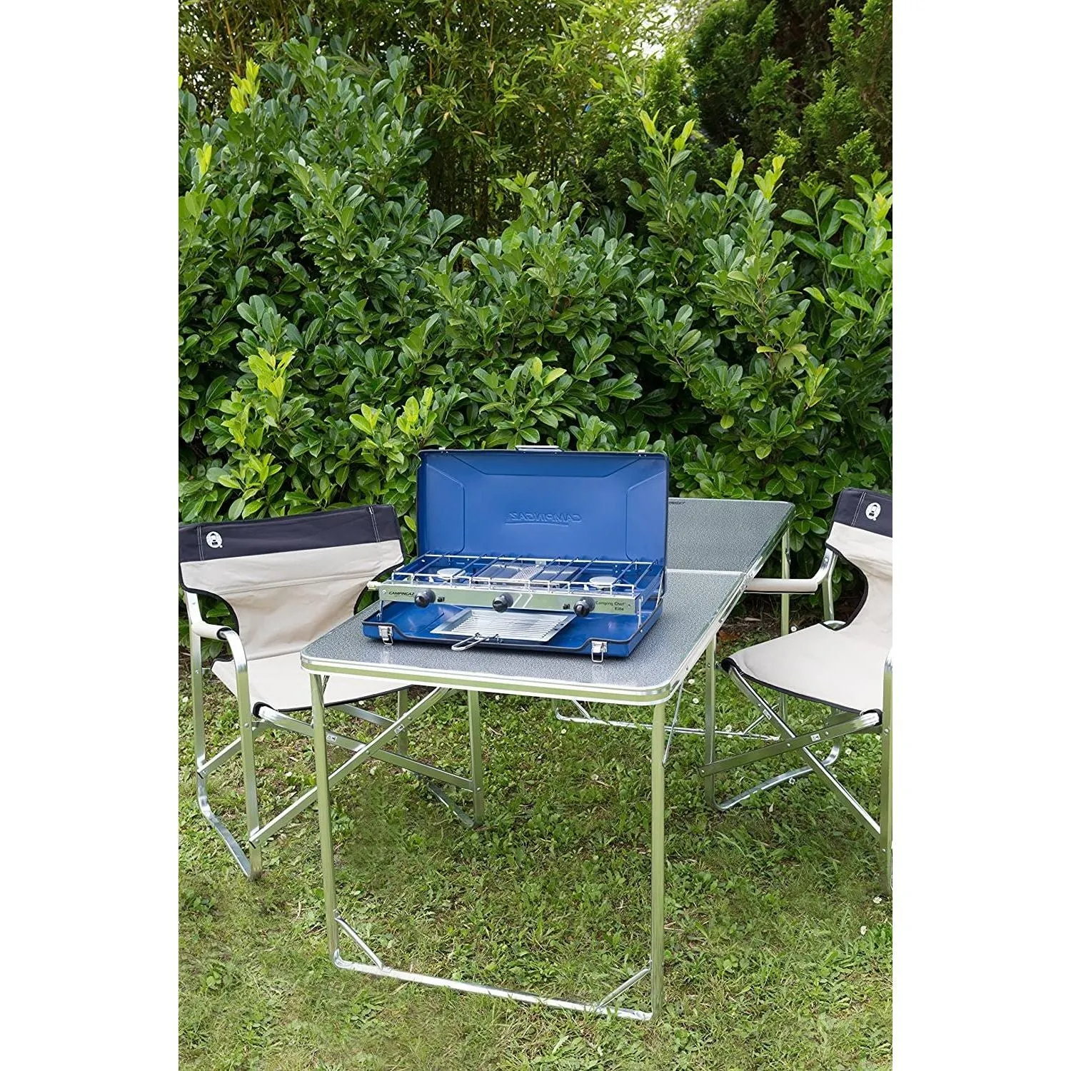 Campingaz Camping Chef Folding Double Burner Stove With Grill
