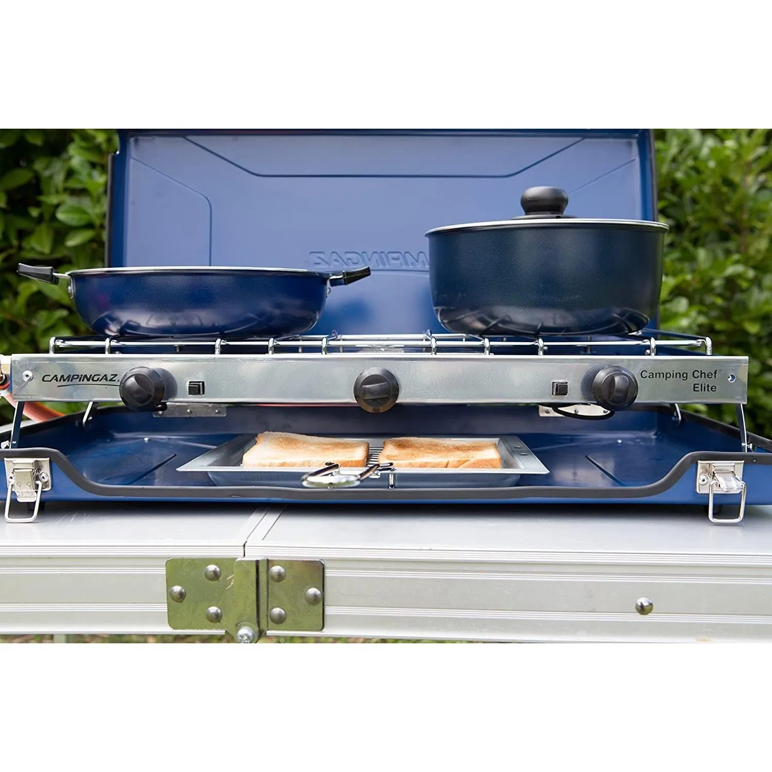 Campingaz Camping Chef Folding Double Burner Stove With Grill