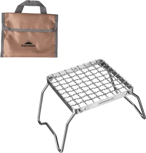Campingmoon Portable Camping Grill 304 Stainless Steel Campfire Grill Grate Folding BBQ Grill Rack with Legs and Carrying Bag