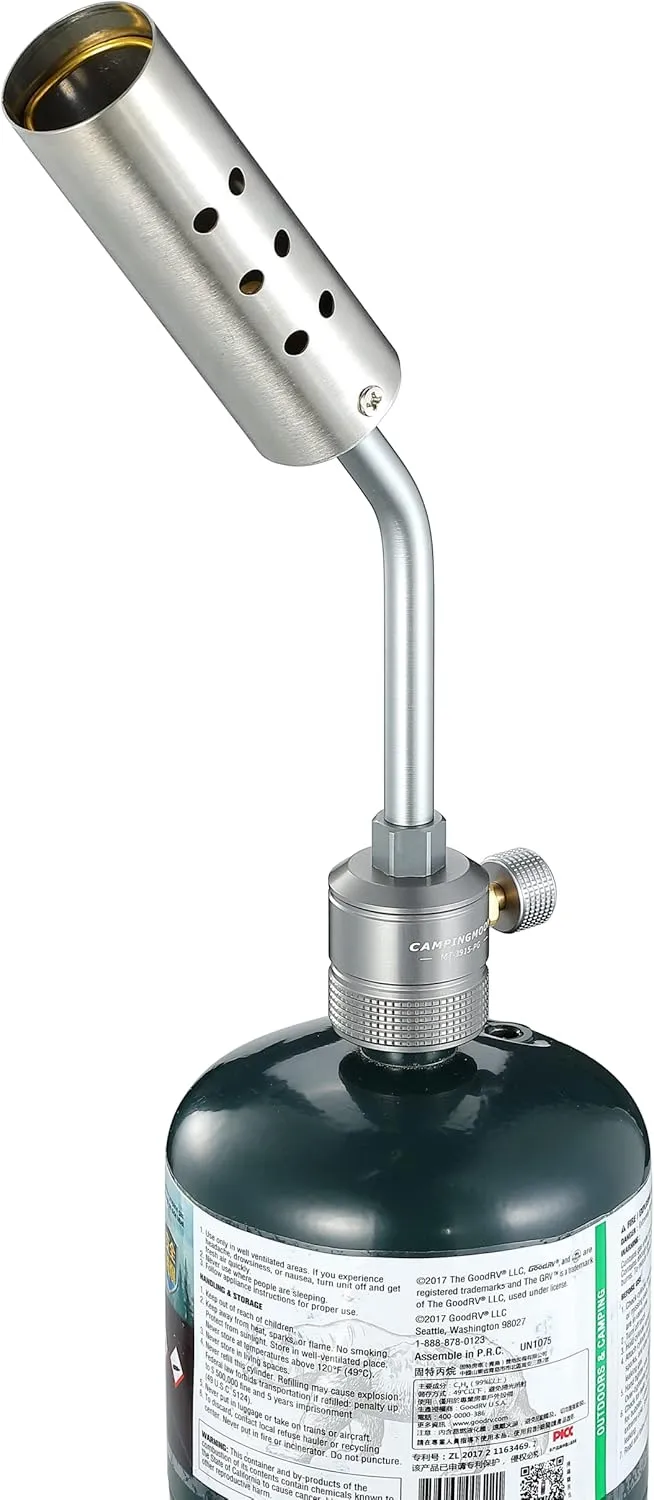 CAMPINGMOON Propane MAPP Torch Head Camping Grill Charcoal Starter with Flame Control Valve for BBQ Campfire Fireplace MT-3915-PG (Gas Fuel Not Included)