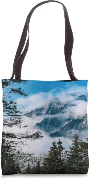 canada nature kananaskis fog forest mountain Tote Bag