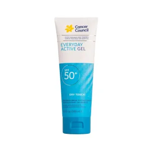 Cancer Council Everyday Active Gel Body Sunscreen, SPF50 , Sport Sun Care with Non Greasy Dry Touch Finish, Broad Spectrum UVA/UVB Sun Protection, Paraben & Fragrance Free, Water Resistant, 148mL