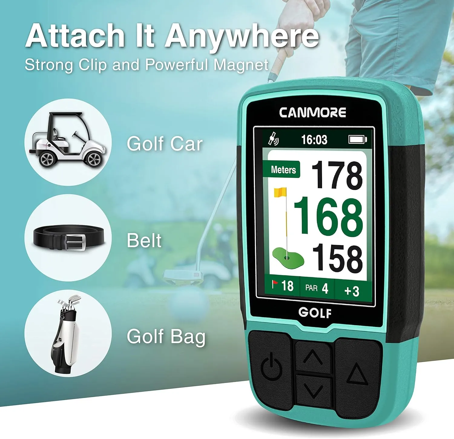 CANMORE HG200 PRO Handheld GPS Golf Device, 41,000  Free Preloaded Worldwide Course, Upgraded IC Chip, USB Micro Charging Cable, Black