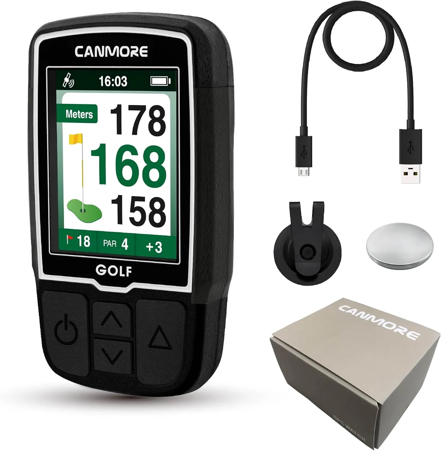 CANMORE HG200 PRO Handheld GPS Golf Device, 41,000  Free Preloaded Worldwide Course, Upgraded IC Chip, USB Micro Charging Cable, Black