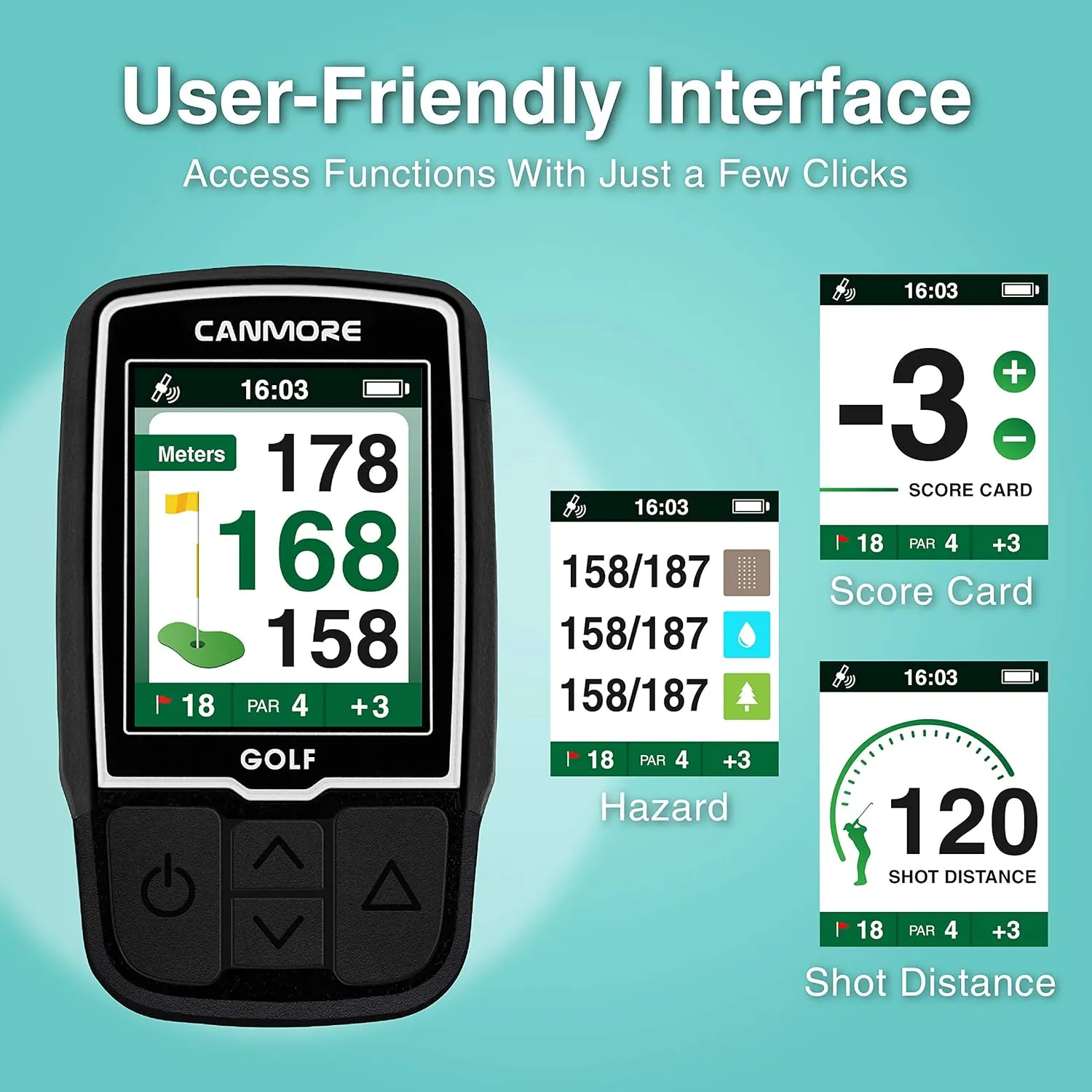 CANMORE HG200 PRO Handheld GPS Golf Device, 41,000  Free Preloaded Worldwide Course, Upgraded IC Chip, USB Micro Charging Cable, Black