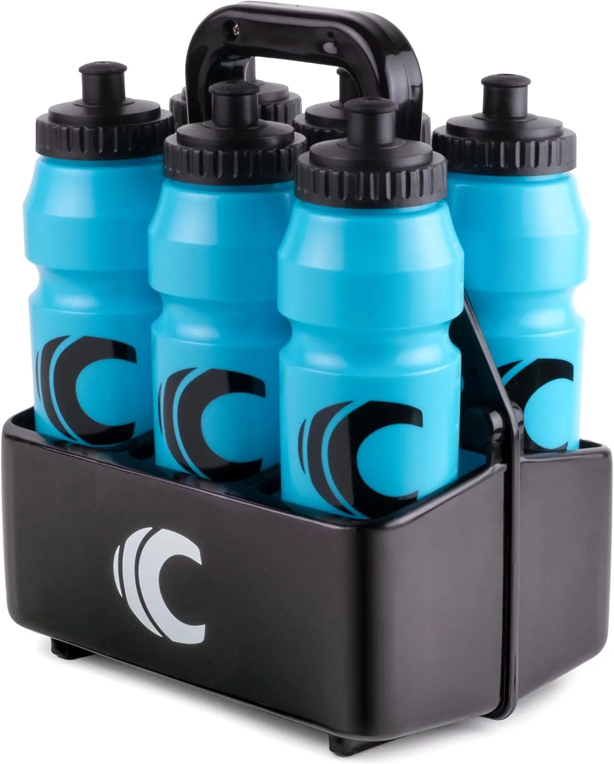Cannon Sports 1 Liter Sports Water Bottle, BPA-Free, 34oz Capacity, Large Mouth, 2 lids (Straw & Squeeze) with Carrier, Great For Helmet Sports Such As Hockey, Lacrosse, Football, Boxing (Light Blue)