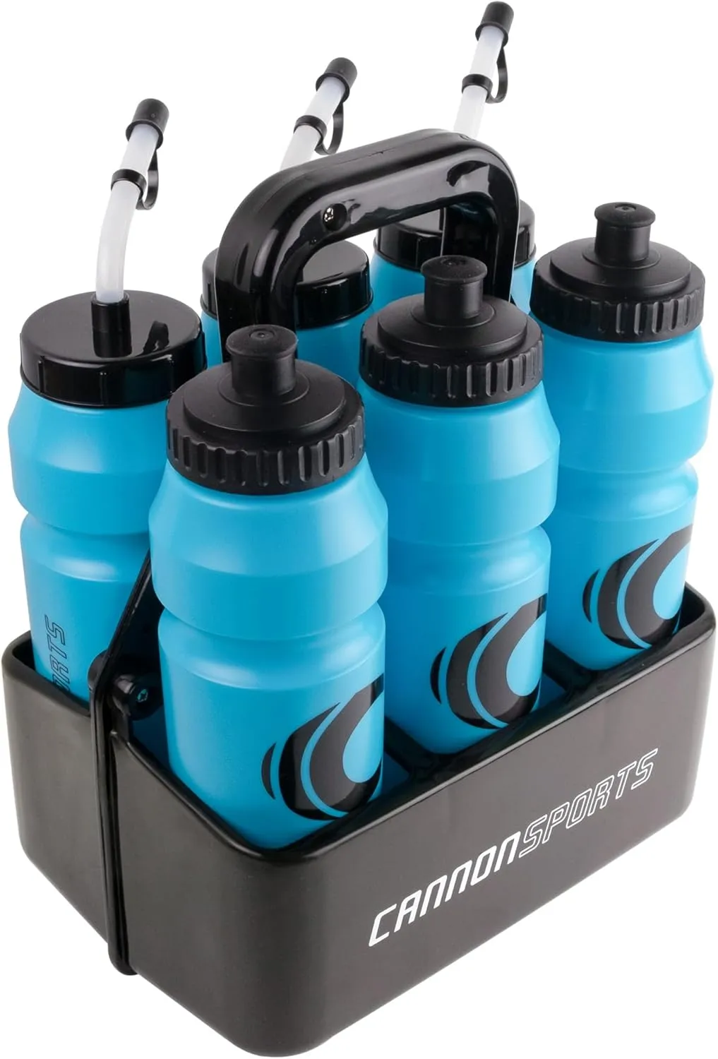 Cannon Sports 1 Liter Sports Water Bottle, BPA-Free, 34oz Capacity, Large Mouth, 2 lids (Straw & Squeeze) with Carrier, Great For Helmet Sports Such As Hockey, Lacrosse, Football, Boxing (Light Blue)