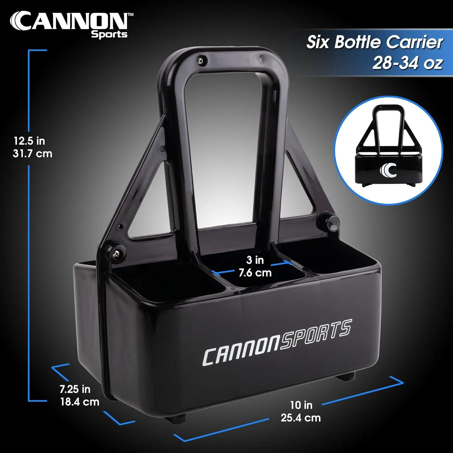 Cannon Sports 1 Liter Sports Water Bottle, BPA-Free, 34oz Capacity, Large Mouth, 2 lids (Straw & Squeeze) with Carrier, Great For Helmet Sports Such As Hockey, Lacrosse, Football, Boxing (Light Blue)