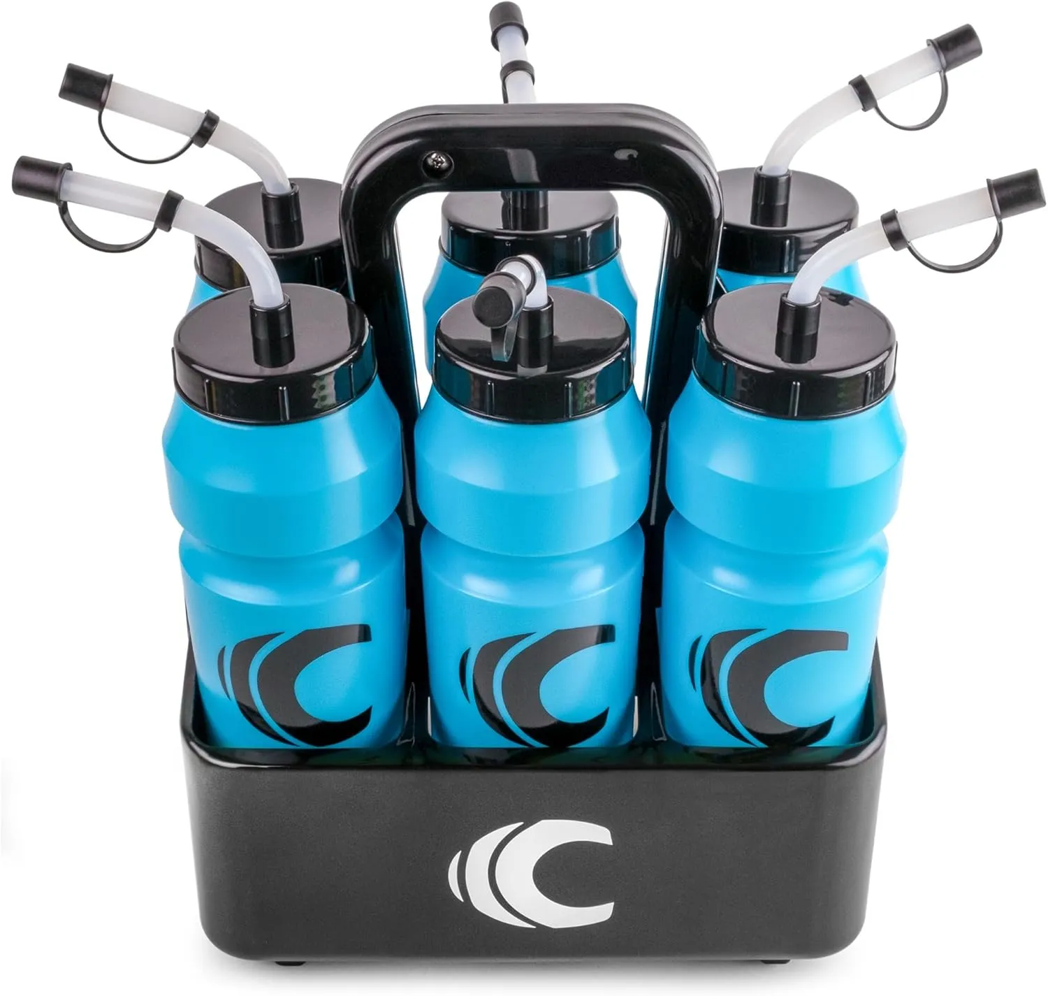Cannon Sports 1 Liter Sports Water Bottle, BPA-Free, 34oz Capacity, Large Mouth, 2 lids (Straw & Squeeze) with Carrier, Great For Helmet Sports Such As Hockey, Lacrosse, Football, Boxing (Light Blue)