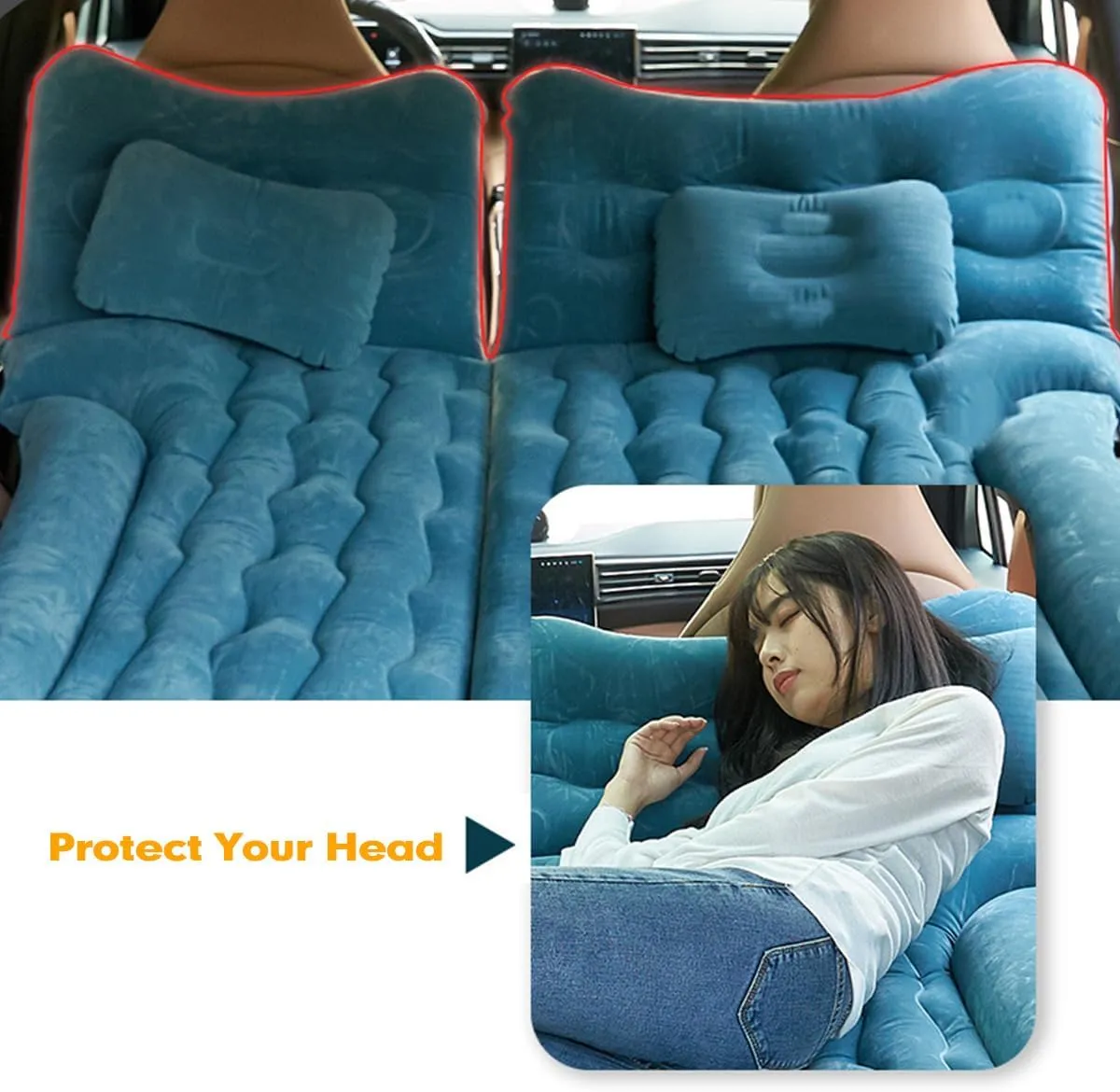 Car Air Mattress for Jeep Compass 2017-2022 2023 2024 2025 Back Seat Inflatable Bed Camping Trunk Airbed Sleeping Bed Traveling Foldable Boot Mattress Outdoor,Black01-C
