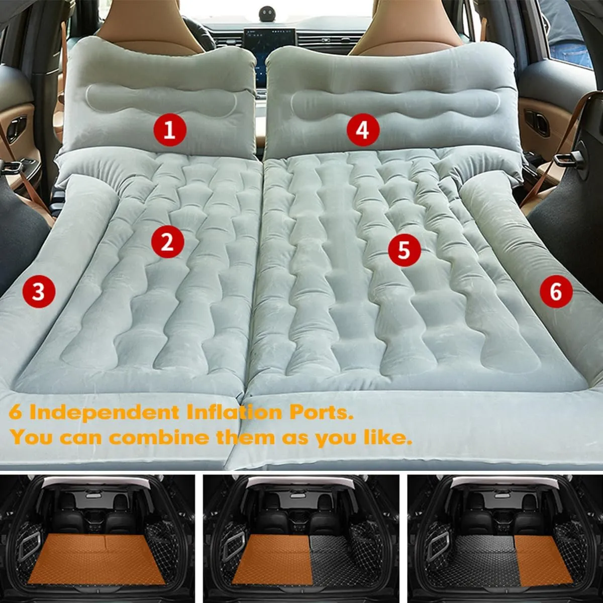 Car Air Mattress for Jeep Compass 2017-2022 2023 2024 2025 Back Seat Inflatable Bed Camping Trunk Airbed Sleeping Bed Traveling Foldable Boot Mattress Outdoor,Black01-C