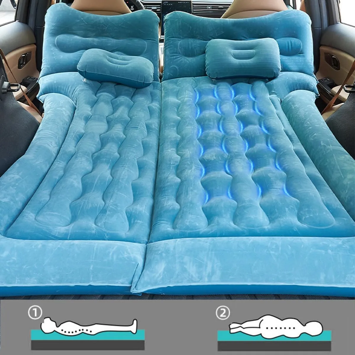 Car Air Mattress for Jeep Compass 2017-2022 2023 2024 2025 Back Seat Inflatable Bed Camping Trunk Airbed Sleeping Bed Traveling Foldable Boot Mattress Outdoor,Black01-C