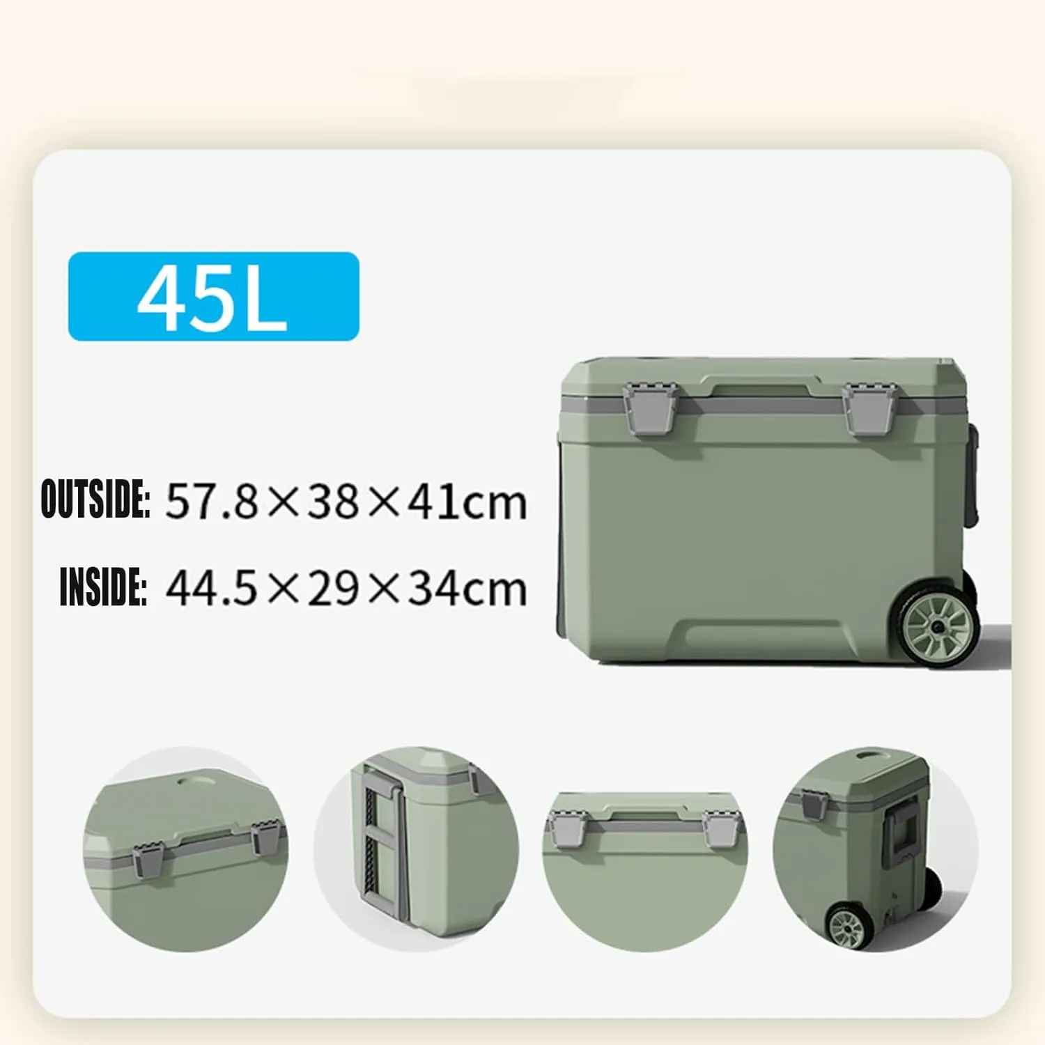 Car Camping Coolers for Jeep Avenger/Cherokee/Compass/Concept/Gladiator/Meridian, Waterproof Portable Cooler, Leak Proof Picnic Insulated Bag, Ultra-Light Premium Ice Chest Box,A-Green-45L