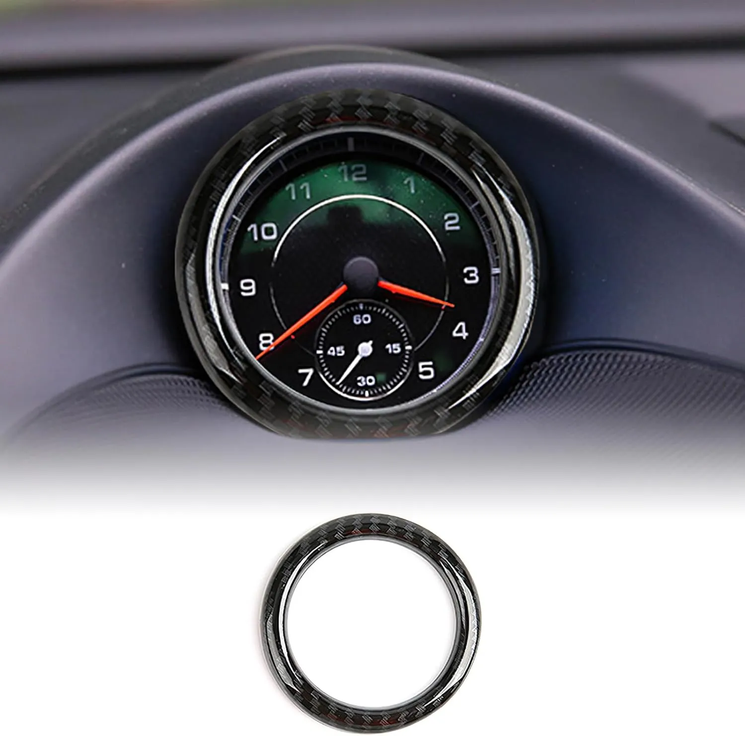 Car Compass Circle Stopwatch Ring Decorative for Porsche Macan Paramela 911 718 Dashboard Center Clock Compass Cover Automotive Interior Accessories
