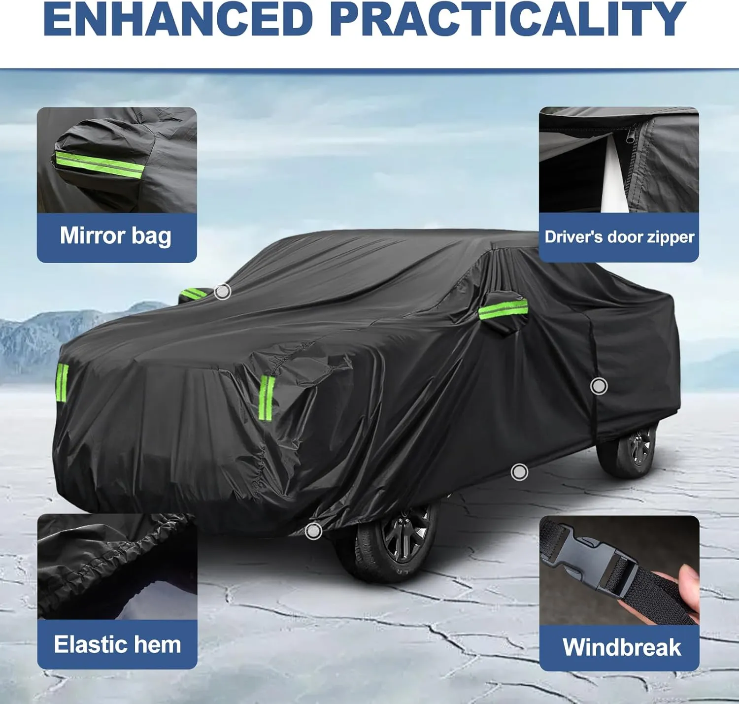 Car Cover Waterproof Fit for Jeep Compass, Waterproof All Weather for Automobiles, Outdoor Full Cover Sun UV Rain Protection with Cotton, Easy to Instal