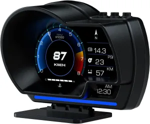 Car HUD Head Up Display P6, OBD GPS Smart Gauge, Works Great for Most Cars