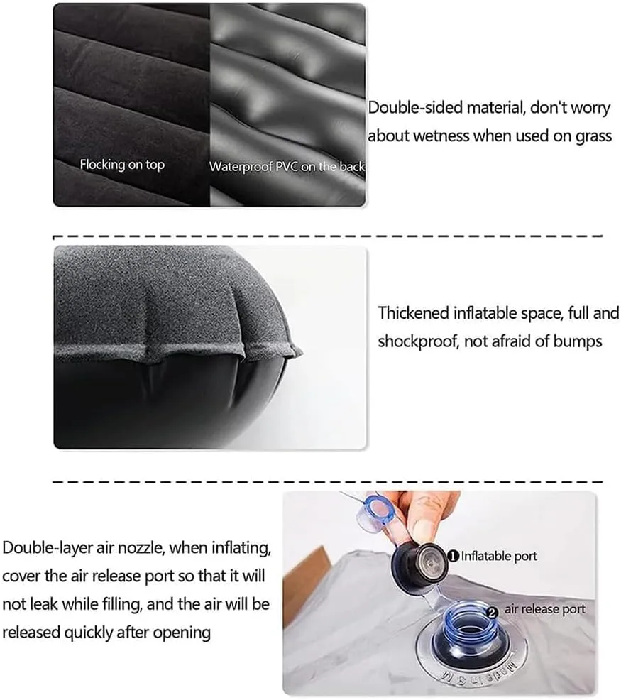 Car Inflatable Mattress for Jeep Compass 2017-2021 2022 2023 2024 2025 2026 Portable Car Air Bed Rear Trunk Camping Bed Back Seat Air Mattress Folding Air Bed Cushion,Black