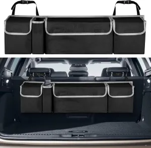 Car Trunk Organizer Storage Bag for Jeep Wrangler JL JK Grand Cherokee/Cherokee Grand Wagoneer/Wagoneer Renegade Compass Trailhawk Limited SUV accessories, Hanging Collapsible Backseat Bag
