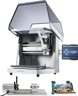 Carvera Air Desktop CNC Machine with 4th Axis, Compact Enclosed Mini CNC Router, Quick Tool Changer, Closed-Loop Control, Beginner-Friendly CAM Software for Milling, Cutting, Engraving, DIY, Crafts