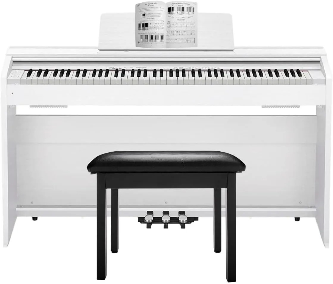Casio PX-870 WE Privia Digital Home Piano (White) Bundle with Style Flip-Top Piano Bench (Black), and A Concise Approach to Learning and Playing Book with CD (3 Items)
