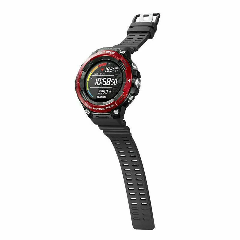 Casio"Pro Trek" Outdoor Heart-Rate Monitor GPS Sports Watch (Model WSD-F21HR-BKAGU) (RED)