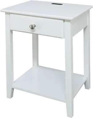 Casual Home Owl White Night Stand with USB Port , 17.5 in x 14.25 in x 24.5 in (W x L x H)