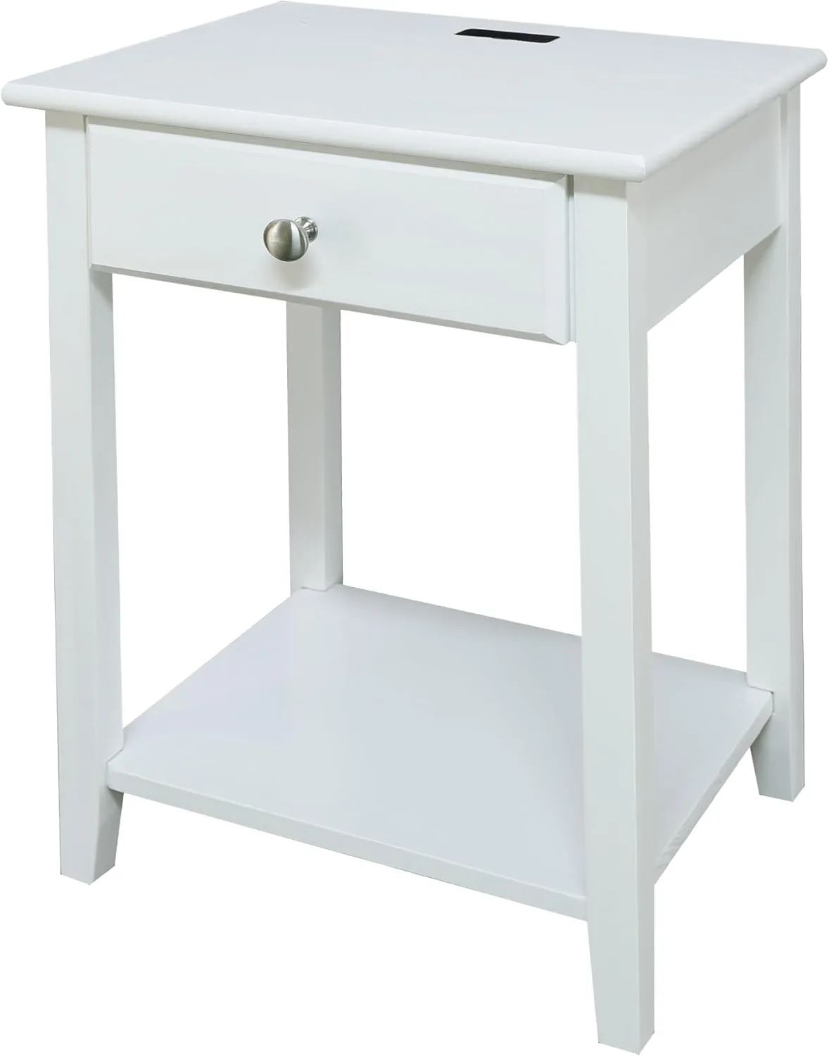 Casual Home Owl White Night Stand with USB Port , 17.5 in x 14.25 in x 24.5 in (W x L x H)