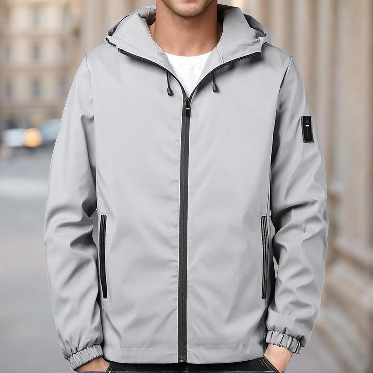 Casual Hoodies for Men Zip Up Long Sleeve Hooded Jacket Breathable Water Resistant Jacket Outdoor Hiking Sport Coat