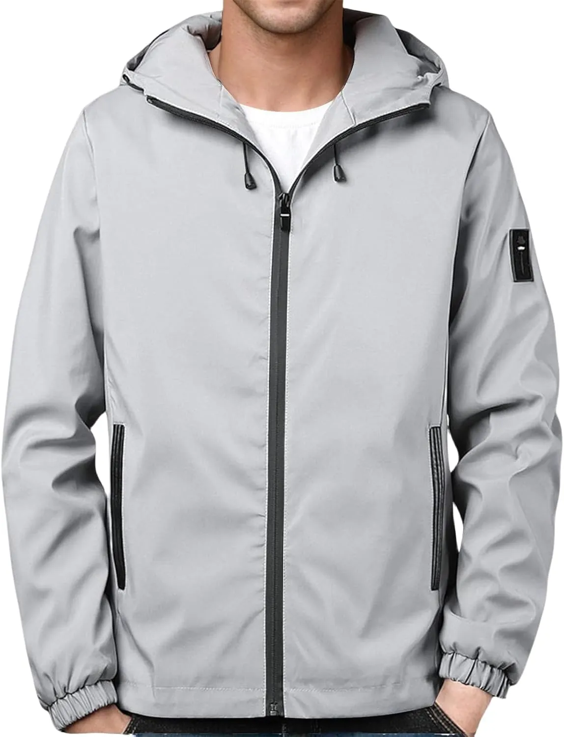 Casual Hoodies for Men Zip Up Long Sleeve Hooded Jacket Breathable Water Resistant Jacket Outdoor Hiking Sport Coat