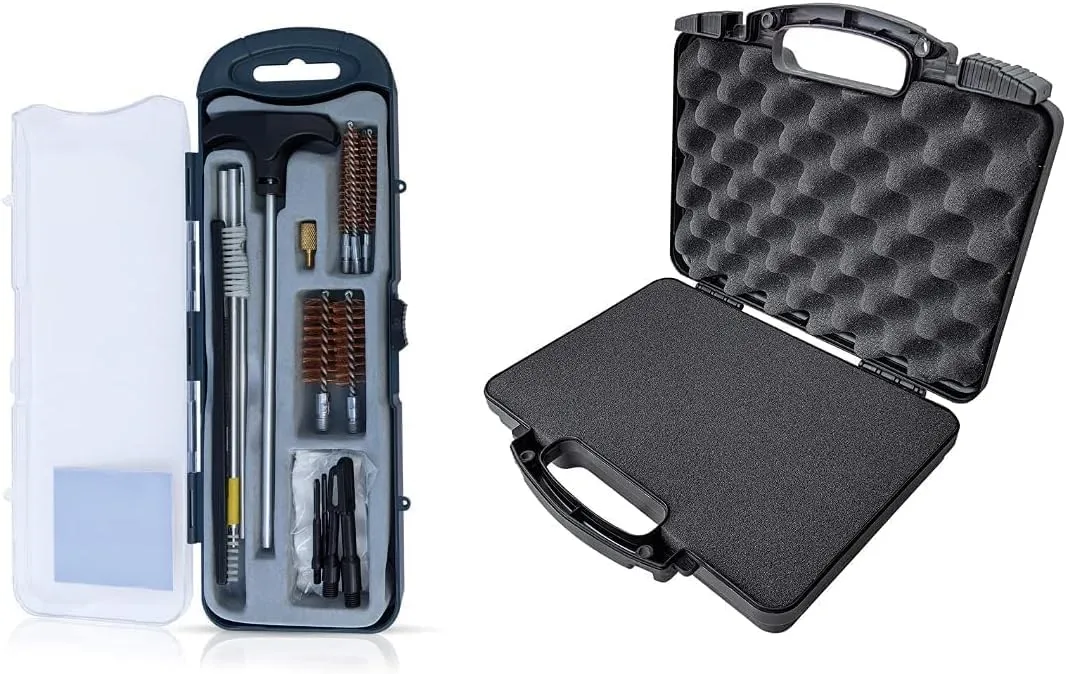 Cedar Mill Fine Firearms TSA Approved Gun Case - Gun Carry-on Bag for Handgun & 9mm Pistol, Revolver - Airline Approved Hard Case and Pistol Cleaning Kit for Handguns, Rifle, & Shotgun Bundle.