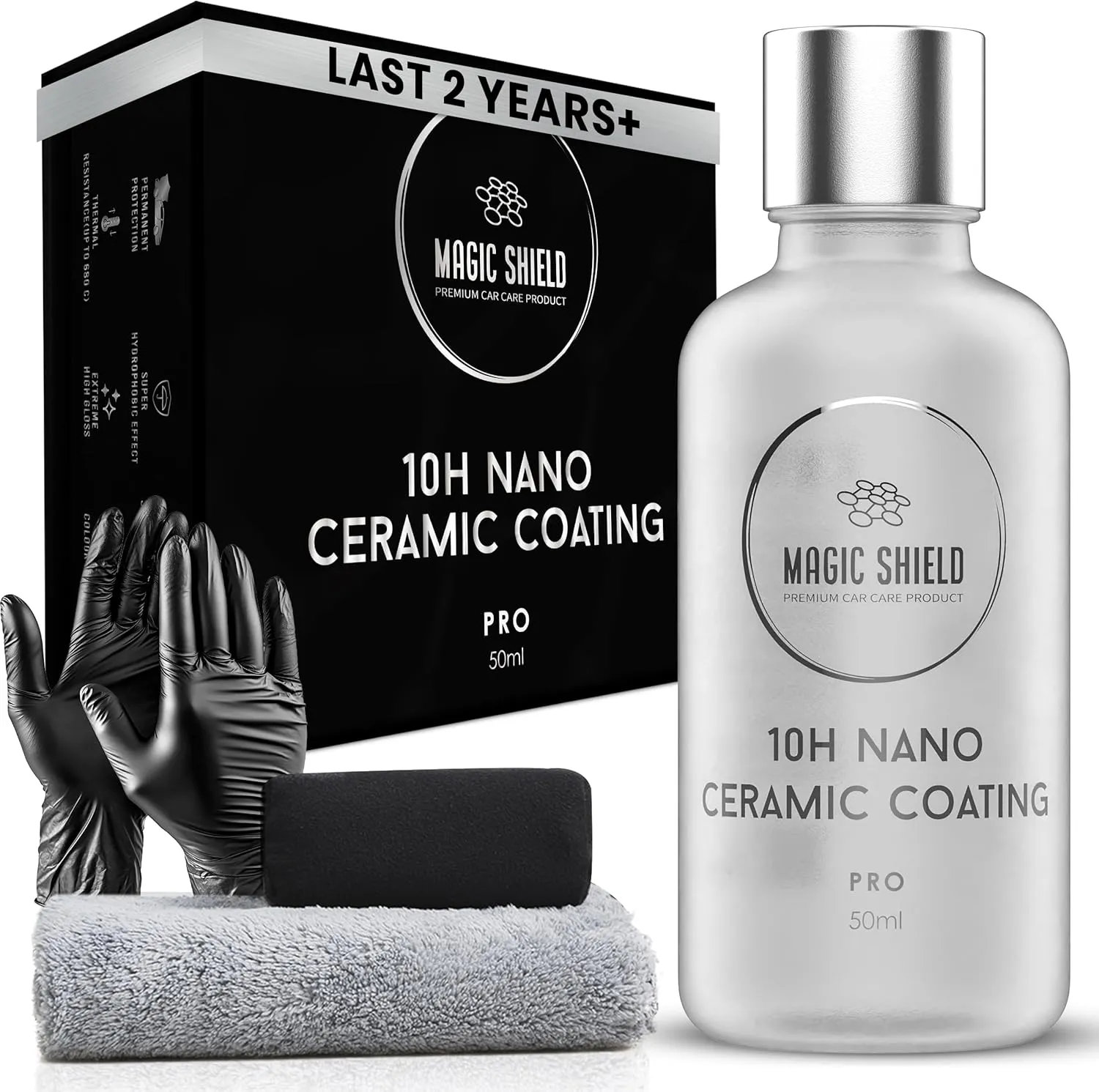 Ceramic Coating PRO 10H - Self-Healing | Long lasting for 2 cars  | Advanced SiO2 Protection | Easy Application | Candy-Like Gloss | Perfect for Cars, Motorcycles, RVs, and Boats (50ml)