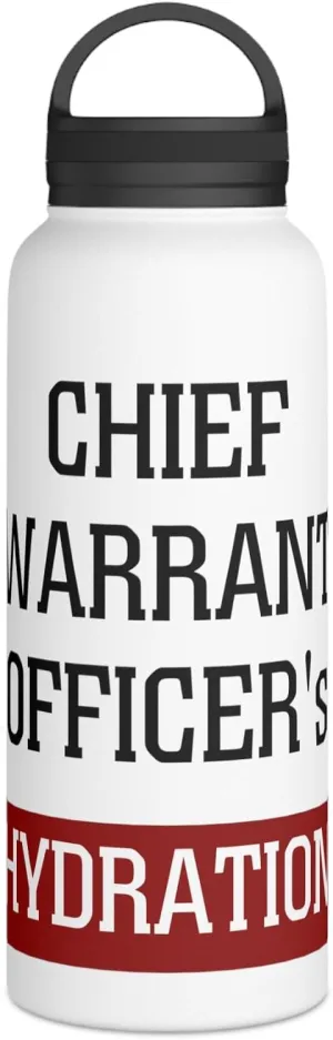 Chief Warrant Officer's Hydration: Insulated Water Bottle – Stainless Steel, Handle Lid, Military Gift, 12oz, 18oz, 32oz