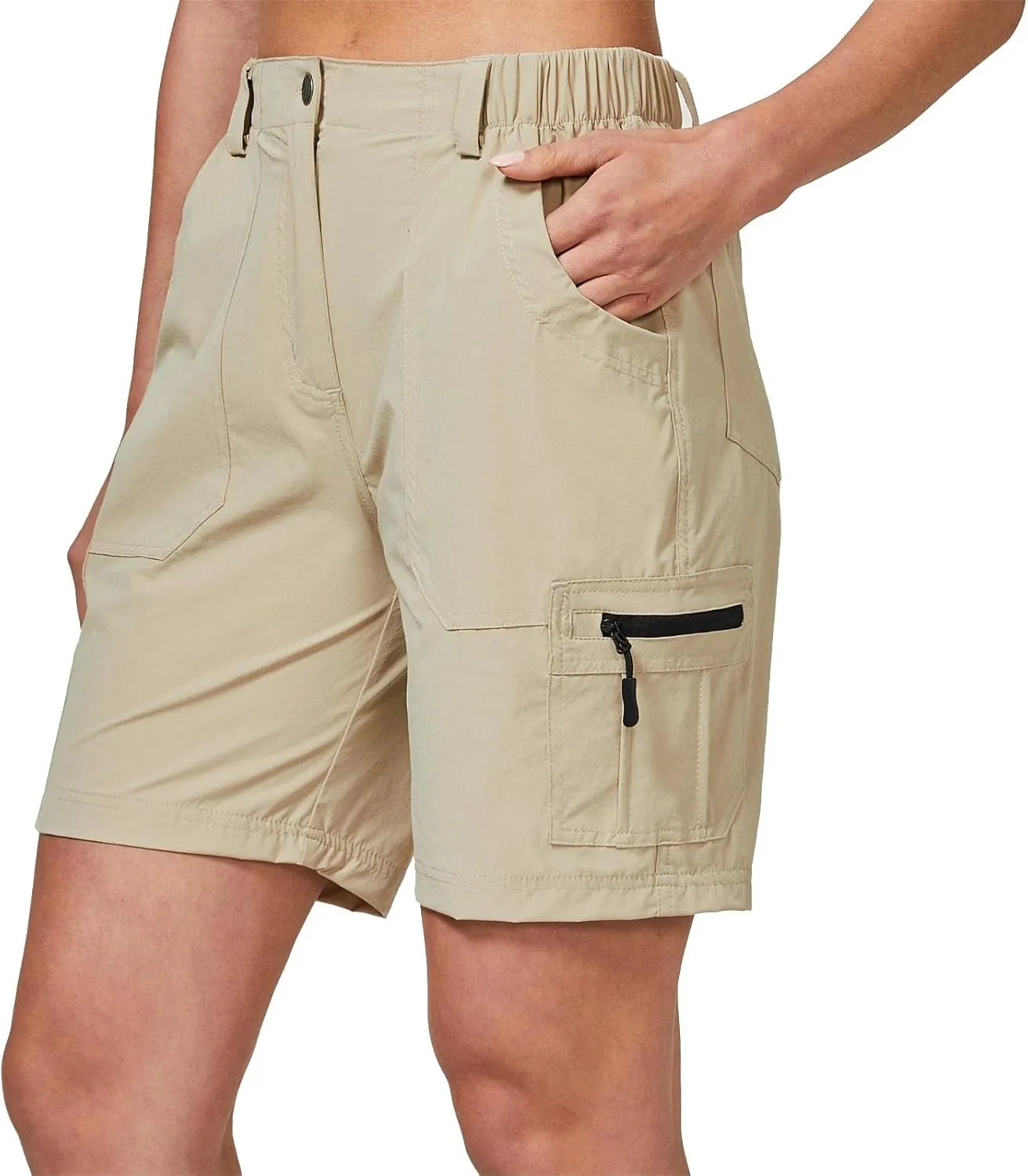 ChinFun Women's Stretch Cargo Shorts Lightweight Hiking Shorts Quick Dry Outdoor Shorts Water Resistant with 6 Pockets