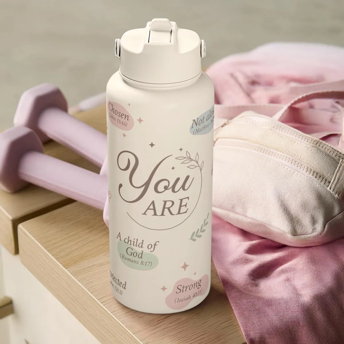 Christian Water Bottle 32oz Stainless Steel Insulated with Lid, Inspiration Gifts for Women, Religious Gifts for Mom Friends Ladies Sisters on Birthday Mother's Day Christmas