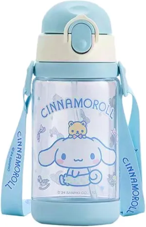 Cinnamoroll Water Bottle Double Covers with Straw and Strap 520ml - Blue