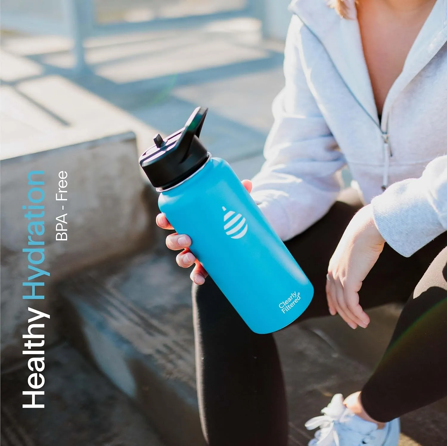 Clearly Filtered 32oz Water Bottle/Targets 220  Contaminants/Double-Wall Insulated Stainless Steel Filtered Water Bottle BPA/BPS-Free Phthalate-Free Filters Fluoride Lead Chlorine (Black)