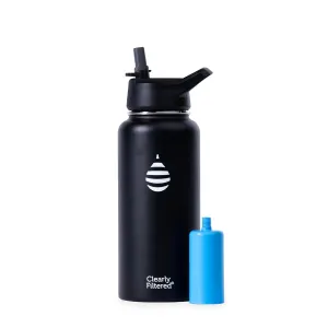 Clearly Filtered 32oz Water Bottle/Targets 220  Contaminants/Double-Wall Insulated Stainless Steel Filtered Water Bottle BPA/BPS-Free Phthalate-Free Filters Fluoride Lead Chlorine (Black)
