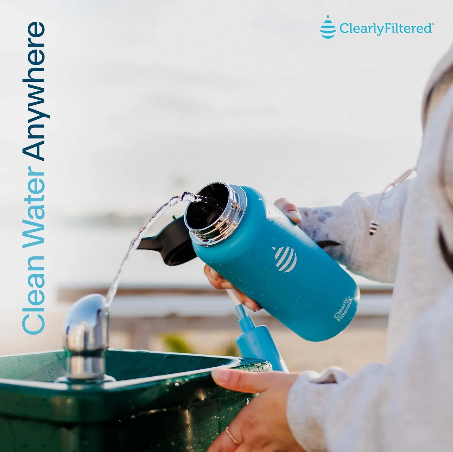 Clearly Filtered 32oz Water Bottle/Targets 220  Contaminants/Double-Wall Insulated Stainless Steel Filtered Water Bottle BPA/BPS-Free Phthalate-Free Filters Fluoride Lead Chlorine (Black)