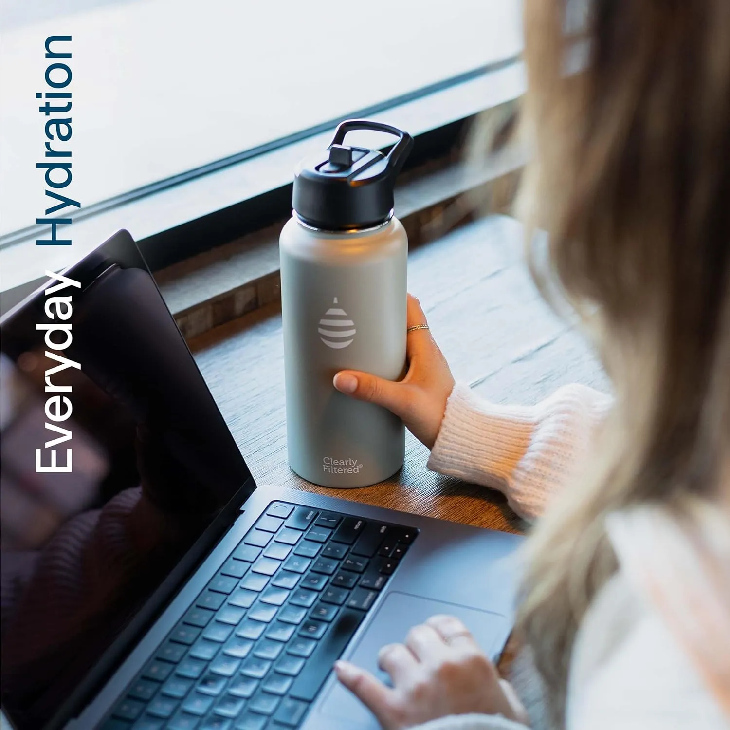 Clearly Filtered 32oz Water Bottle/Targets 220  Contaminants/Double-Wall Insulated Stainless Steel Filtered Water Bottle BPA/BPS-Free Phthalate-Free Filters Fluoride Lead Chlorine (Black)