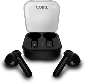 Coby Sweat-Resistant True Wireless Earbuds | in-Ear Bluetooth Earphones | 12H Playtime | Voice Assistant Support | Noise-Isolating | Built-in Mic | Dedicated Audio Controls (Black)