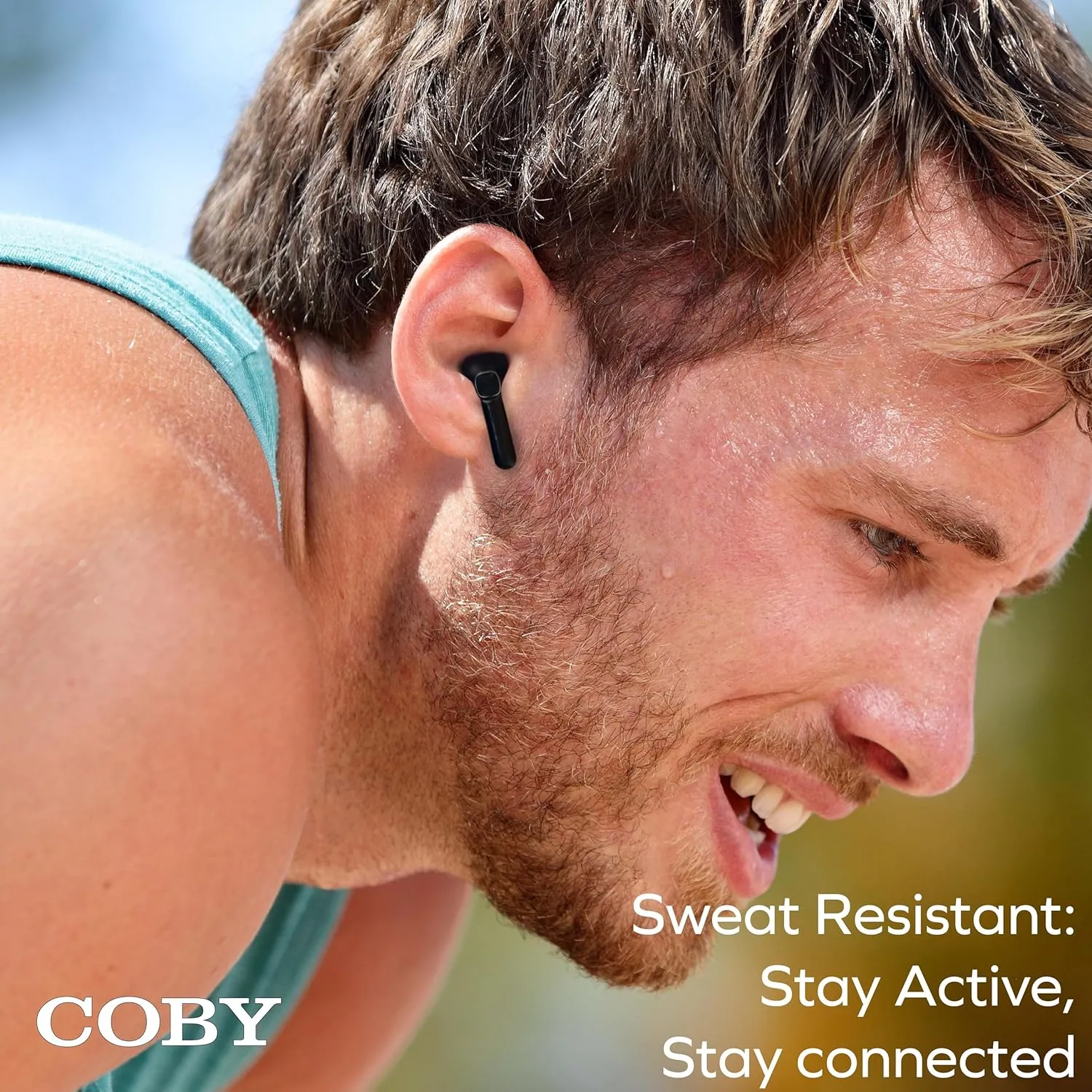 Coby Sweat-Resistant True Wireless Earbuds | in-Ear Bluetooth Earphones | 12H Playtime | Voice Assistant Support | Noise-Isolating | Built-in Mic | Dedicated Audio Controls (Black)