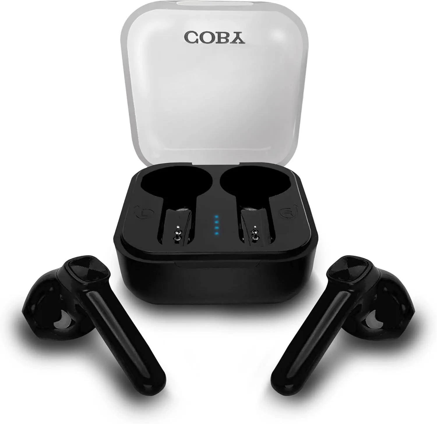 Coby Sweat-Resistant True Wireless Earbuds | in-Ear Bluetooth Earphones | 12H Playtime | Voice Assistant Support | Noise-Isolating | Built-in Mic | Dedicated Audio Controls (Black)